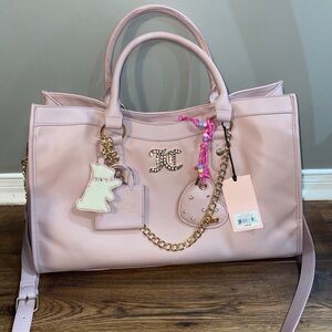 Juicy Couture Light Pink Tote Bag with Gold Accents